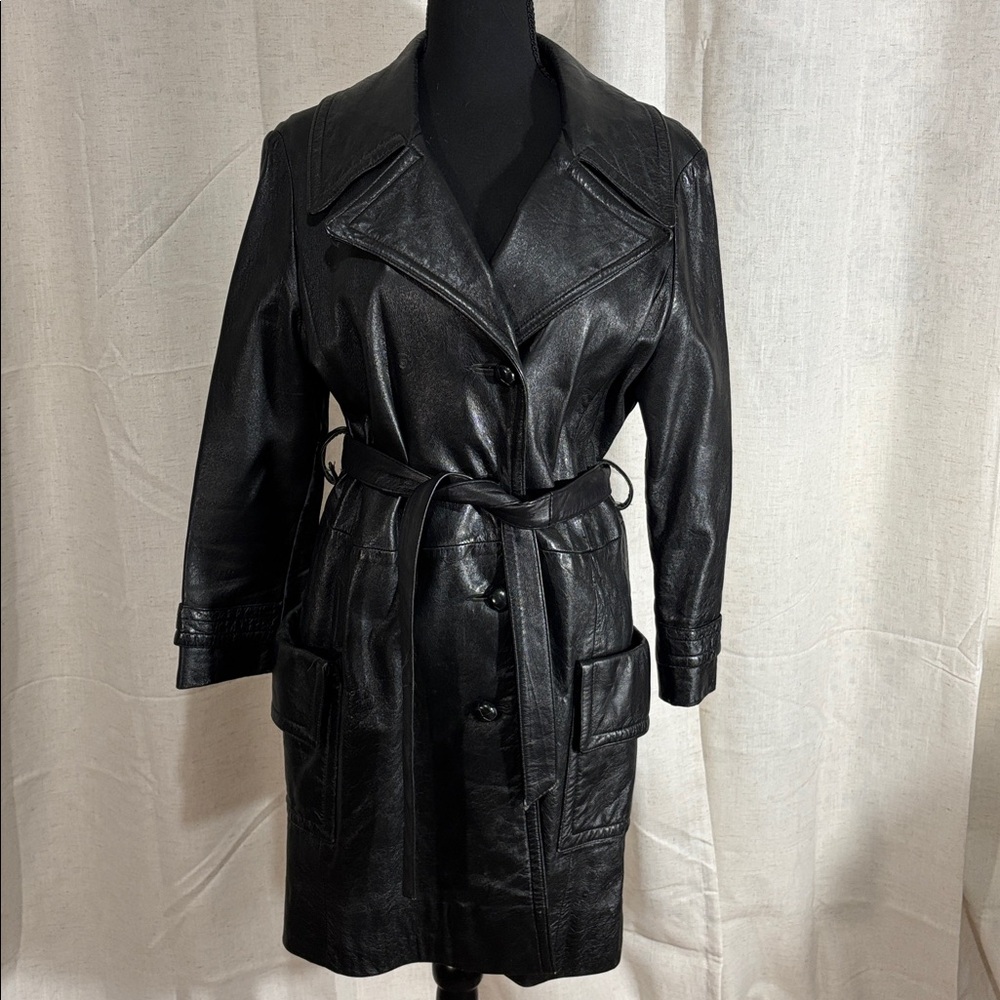 Vintage 80s Women's Black Leather Jacket - Picture 2 of 8